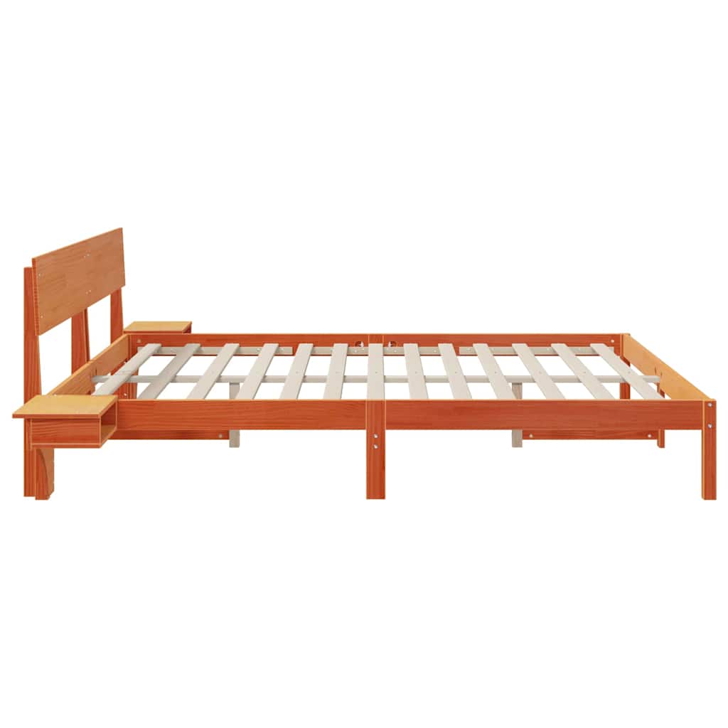 Estrutura de cama com mesas de cabeceira Castanho-mel