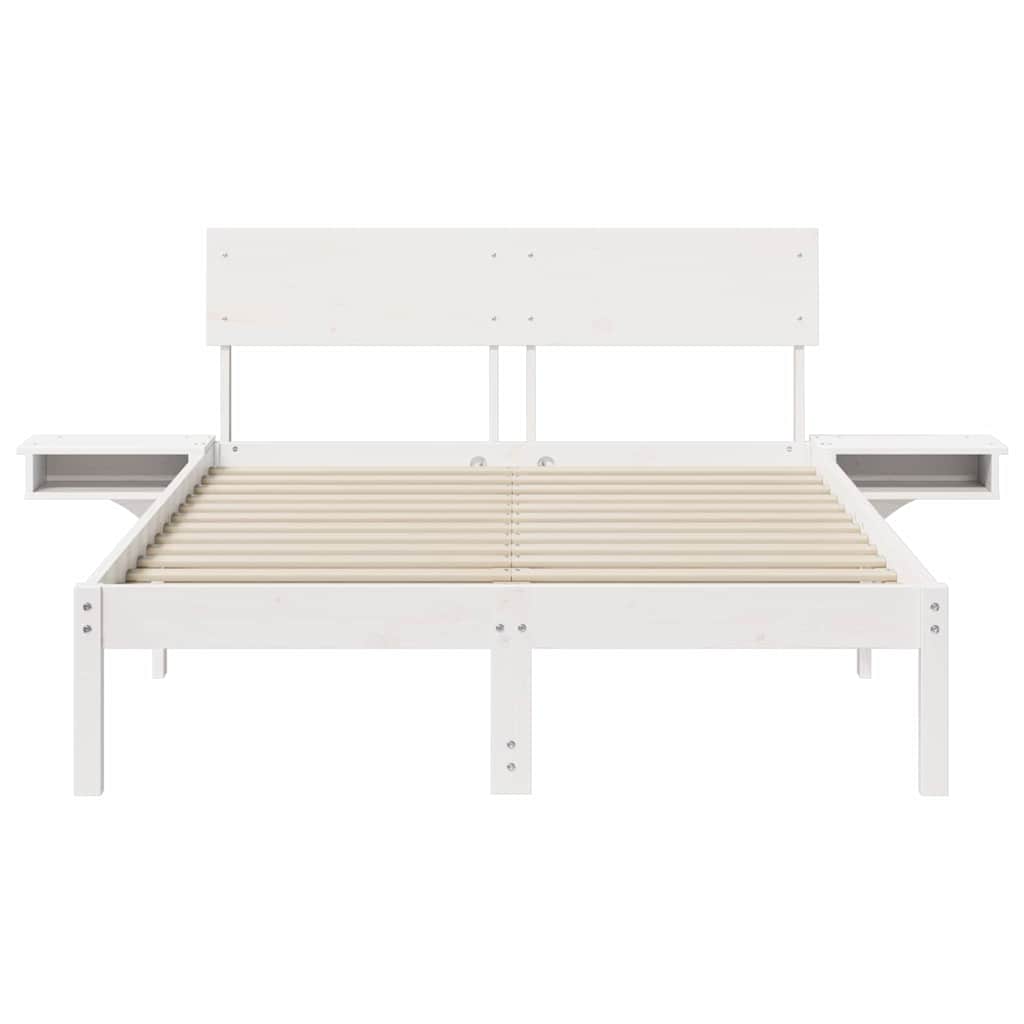 Estrutura de cama com mesas de cabeceira com cabeceira Branco