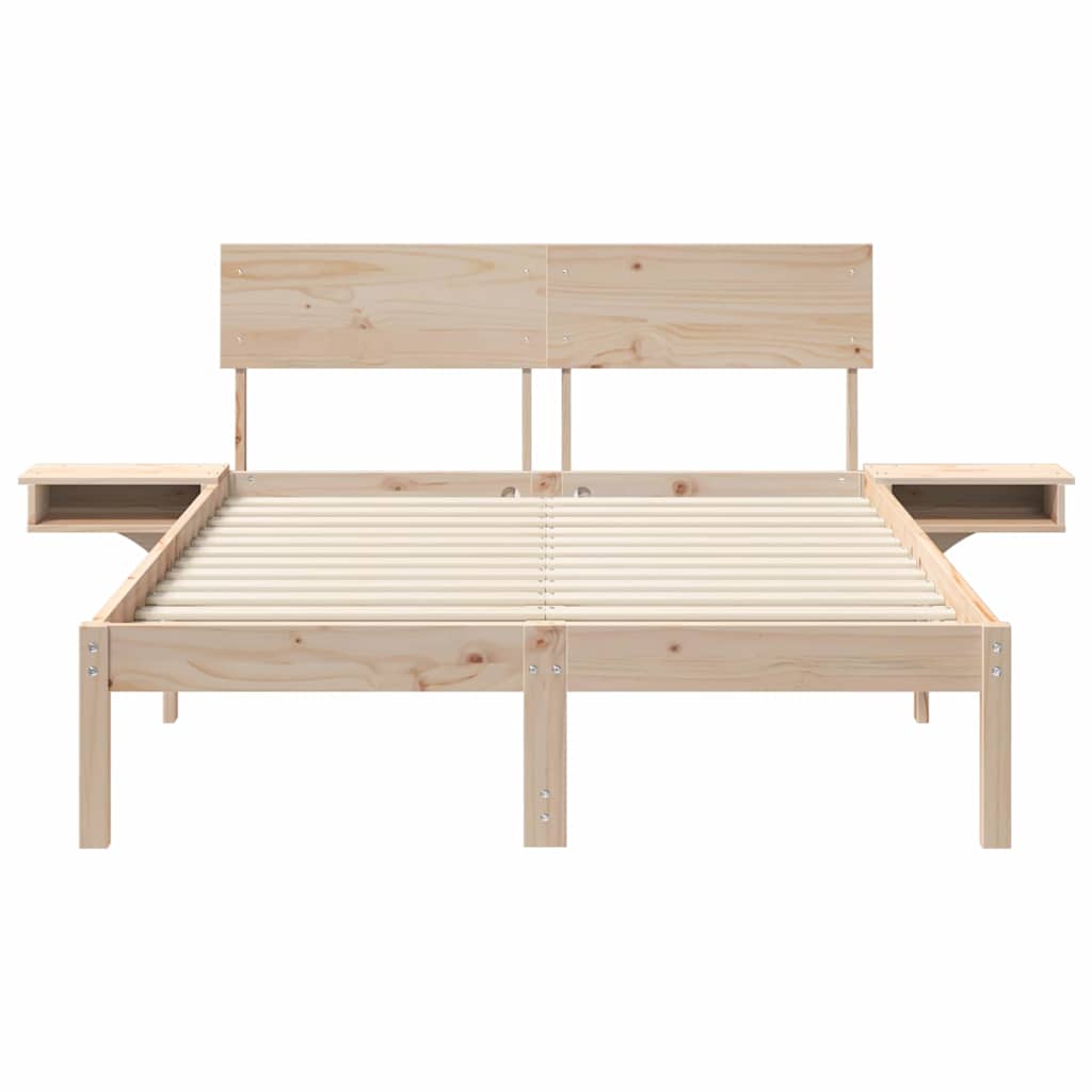 Estrutura de cama com mesas de cabeceira com cabeceira Castanho