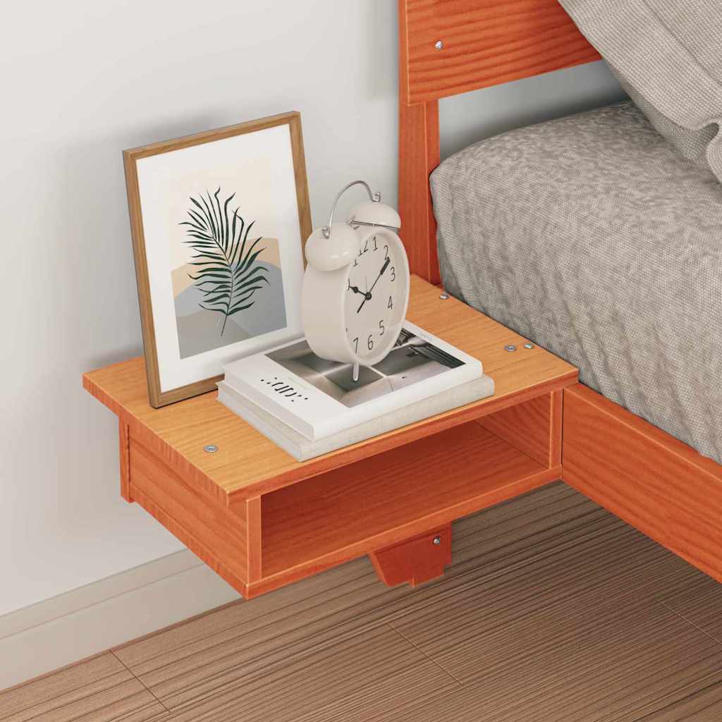 Estrutura de cama com mesas de cabeceira Castanho-mel