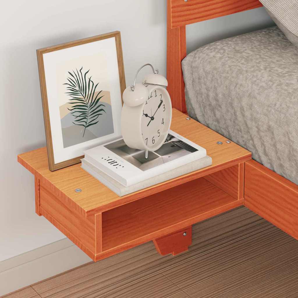 Estrutura de cama com mesas de cabeceira Castanho-mel