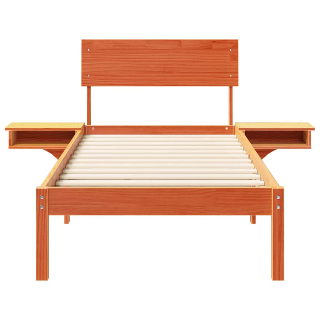 Estrutura de cama com mesas de cabeceira Castanho-mel