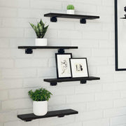 Estante de Prateleira 4 pcs Preto 40 x 10 x 1.5 cm