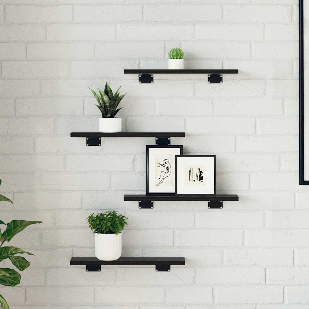 Estante de Prateleira 4 pcs Preto 40 x 10 x 1.5 cm