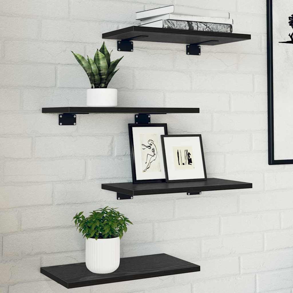 Estante de Prateleira 4 pcs Preto 40 x 20 x 1.5 cm