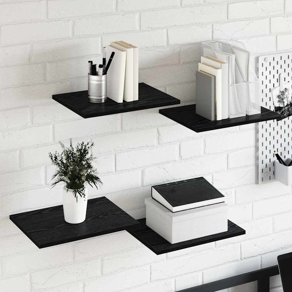 Estante de Prateleira 4 pcs Preto 40 x 30 x 1.5 cm