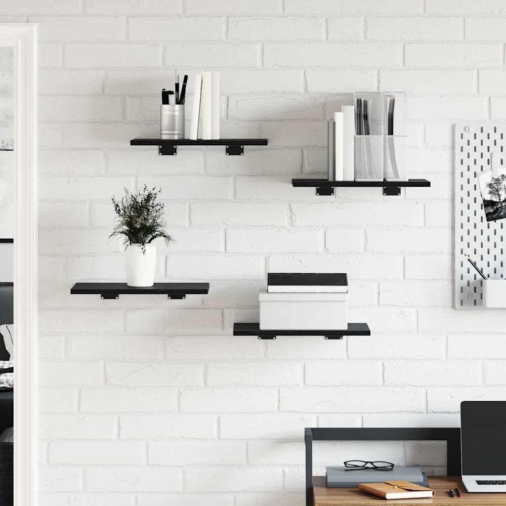 Estante de Prateleira 4 pcs Preto 40 x 30 x 1.5 cm