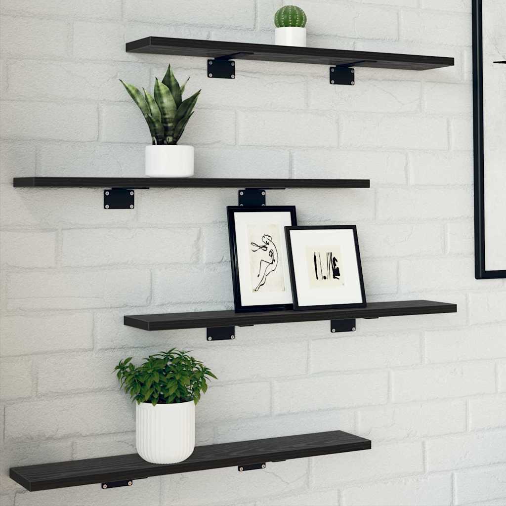 Estante de Prateleira 4 pcs Preto 60 x 10 x 1.5 cm