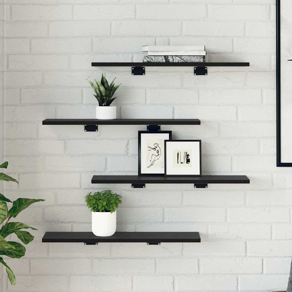 Estante de Prateleira 4 pcs Preto 60 x 20 x 1.5 cm