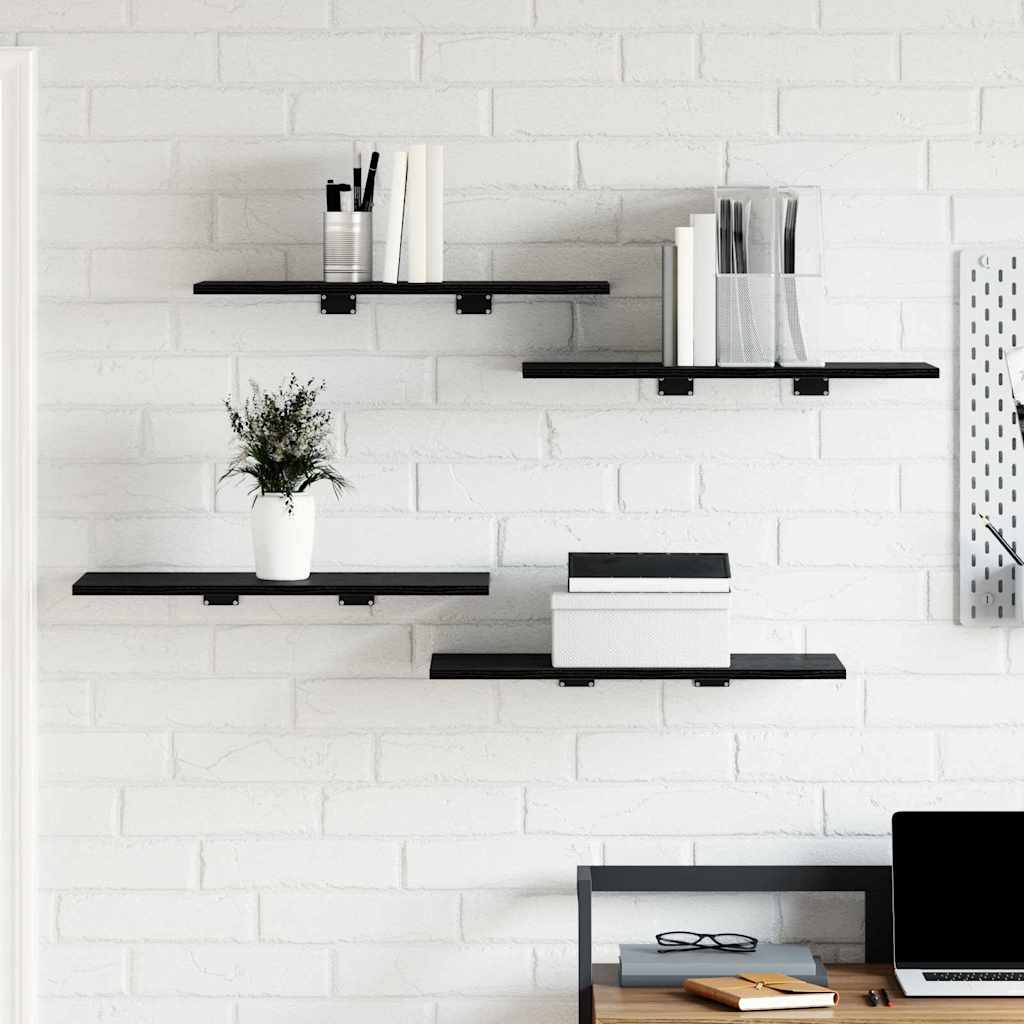Estante de Prateleira 4 pcs Preto 60 x 30 x 1.5 cm