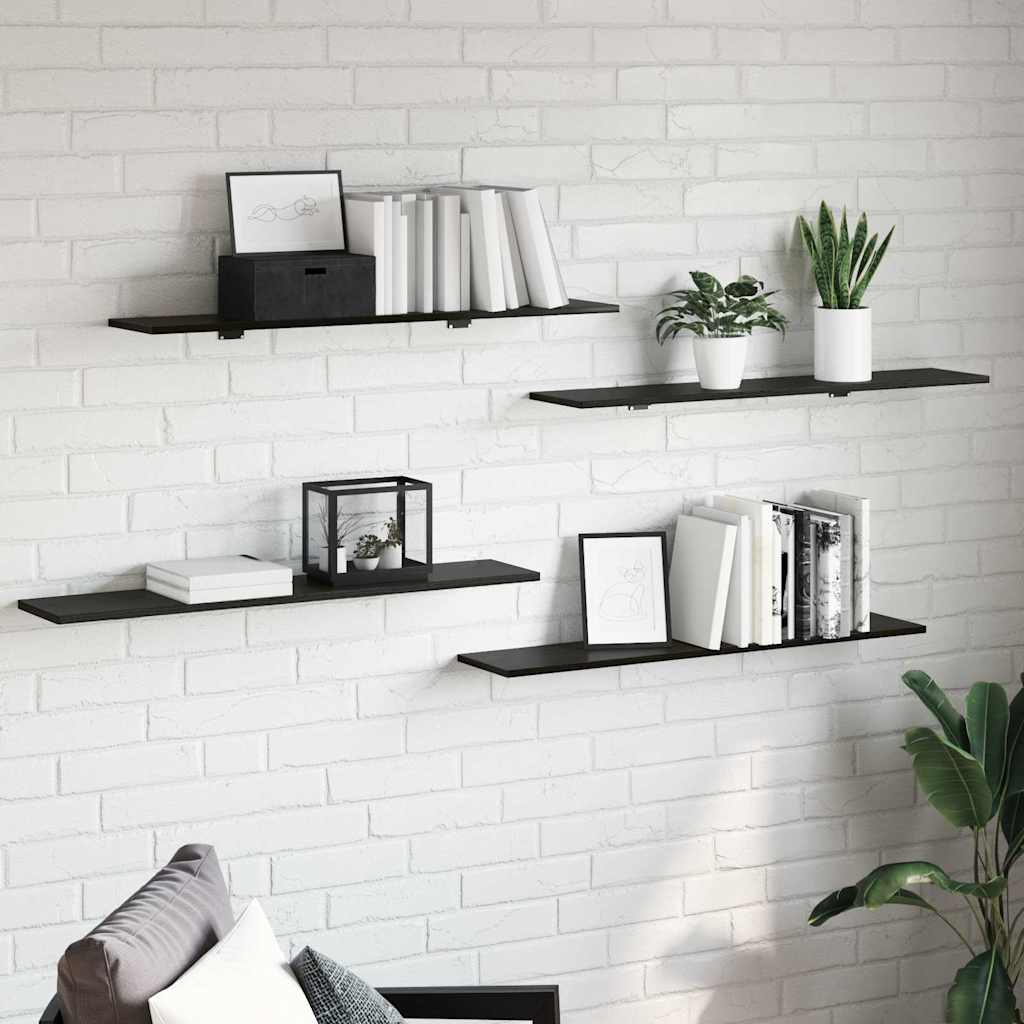 Estante de Prateleira 4 pcs Preto 100 x 20 x 1.5 cm