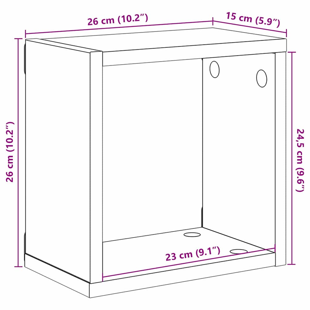 Prateleiras de Parede 4 pcs Madeira antiga 26 x 15 x 26 cm