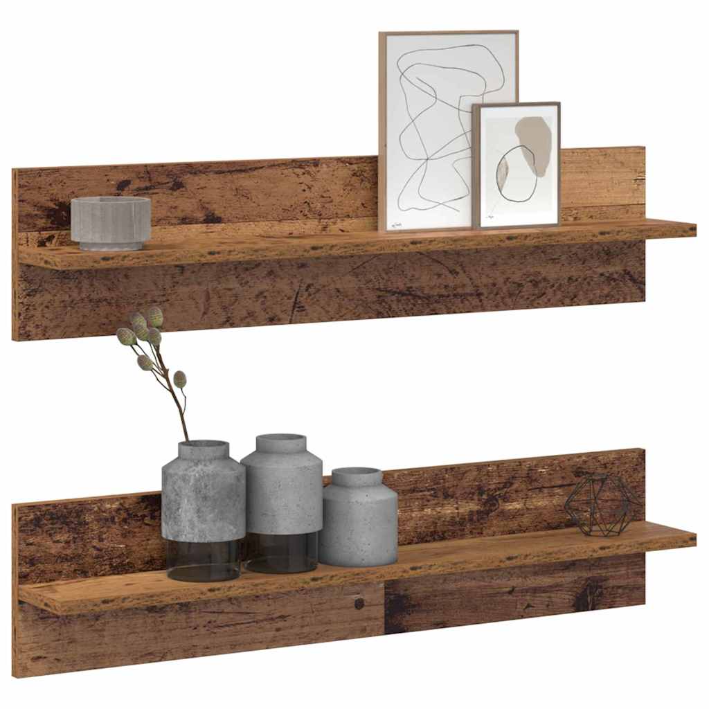 Prateleiras de Parede 2 pcs Madeira antiga 80 x 11,5 x 18 cm