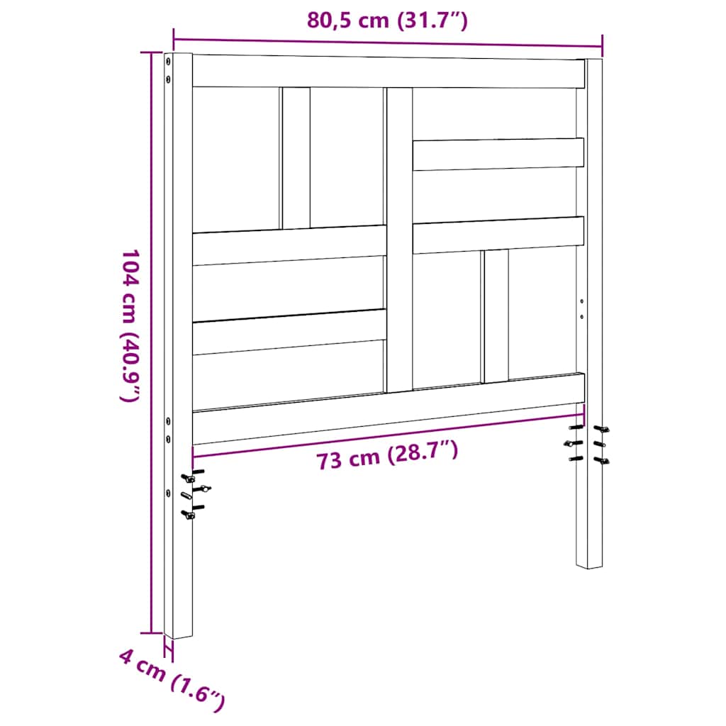 Cabeceira de Cama com cabeceira Castanho-mel 80.5 x 4 x 104 cm