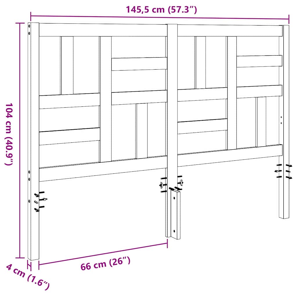 Cabeceira de Cama com cabeceira Castanho-mel 145.5 x 4 x 104 cm