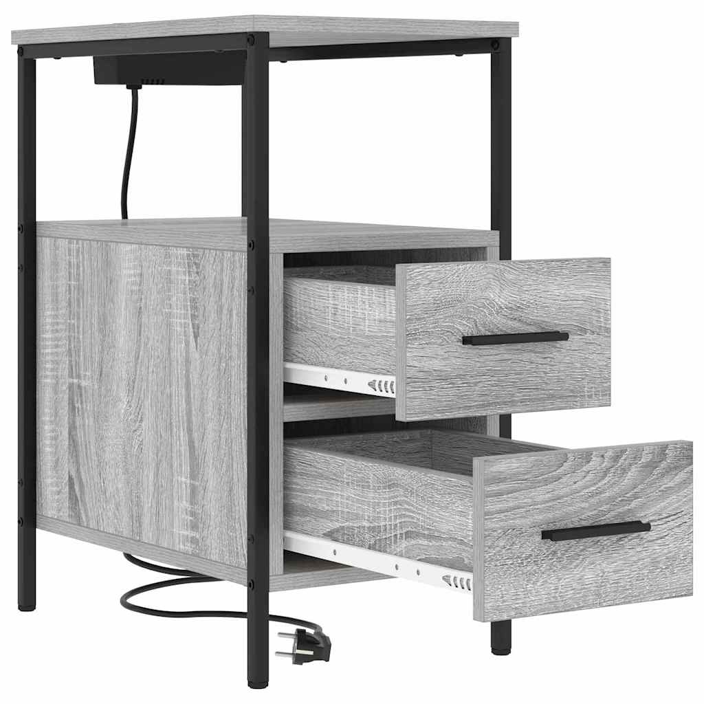 Mesa-de-cabeceira com gaveta Sonoma cinzento 30 x 48 x 61 cm