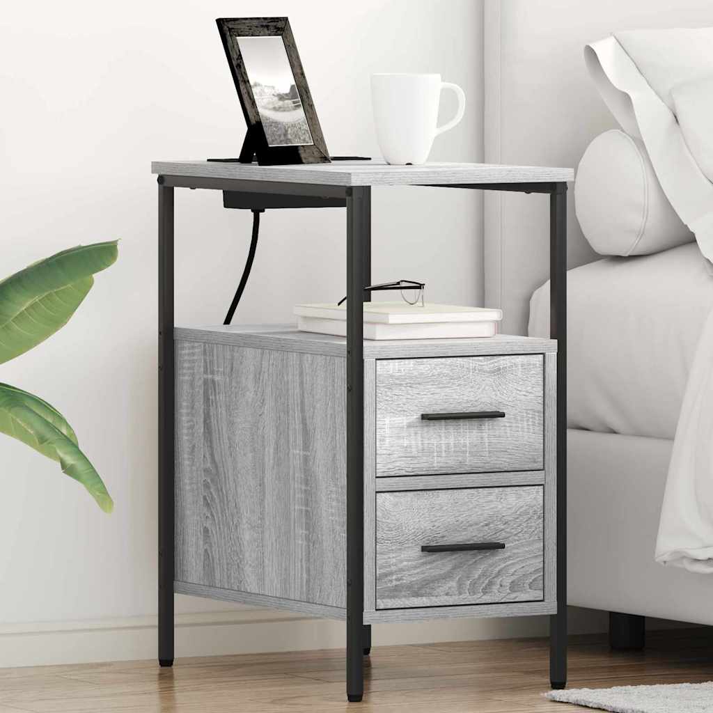 Mesa-de-cabeceira 2 pcs Sonoma cinzento 30 x 48 x 61 cm