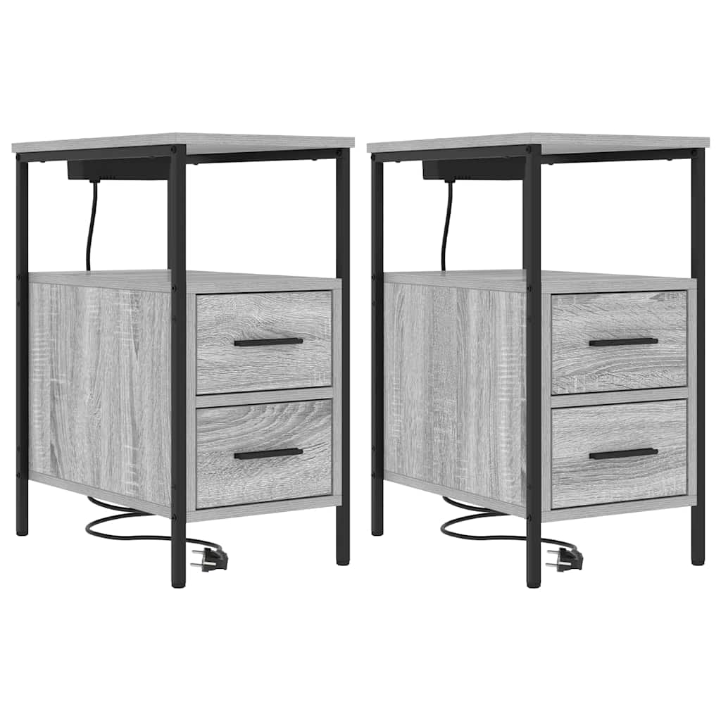 Mesa-de-cabeceira 2 pcs Sonoma cinzento 30 x 48 x 61 cm