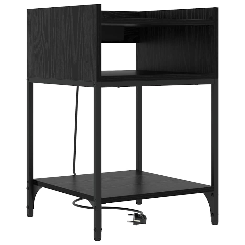 Mesa-de-cabeceira com prateleira Carvalho preto 40 x 40 x 61 cm