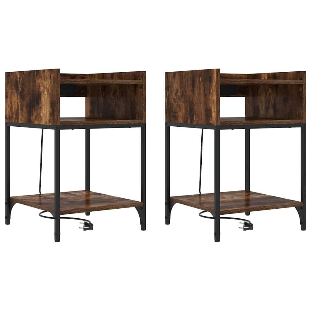 Mesa-de-cabeceira 2 pcs Carvalho fumado 40 x 40 x 61 cm