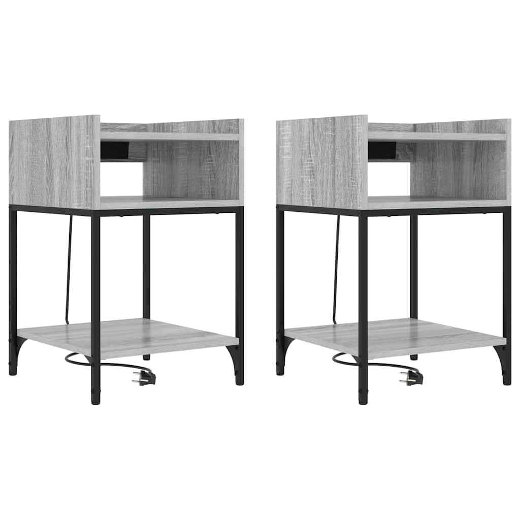 Mesa-de-cabeceira 2 pcs Sonoma cinzento 40 x 40 x 61 cm