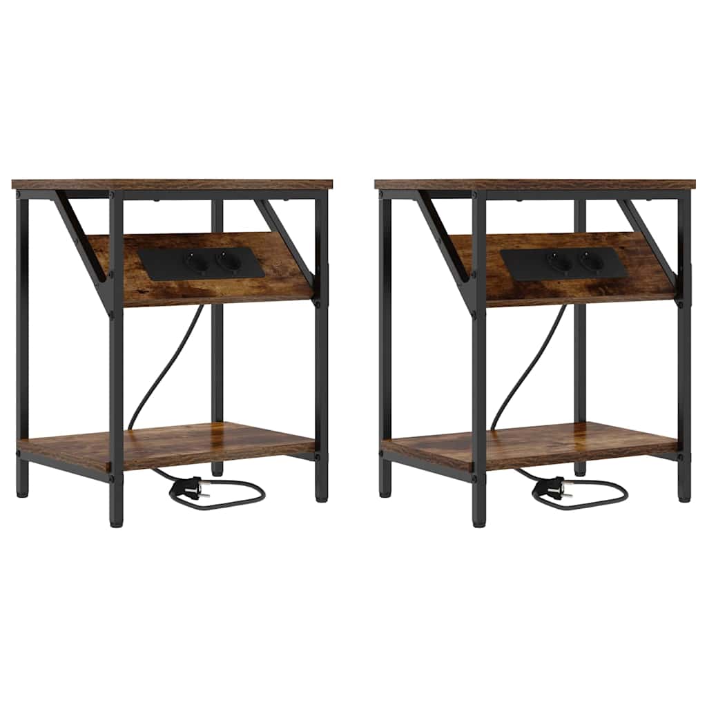 Mesa-de-cabeceira 2 pcs Carvalho fumado 38 x 30 x 48 cm