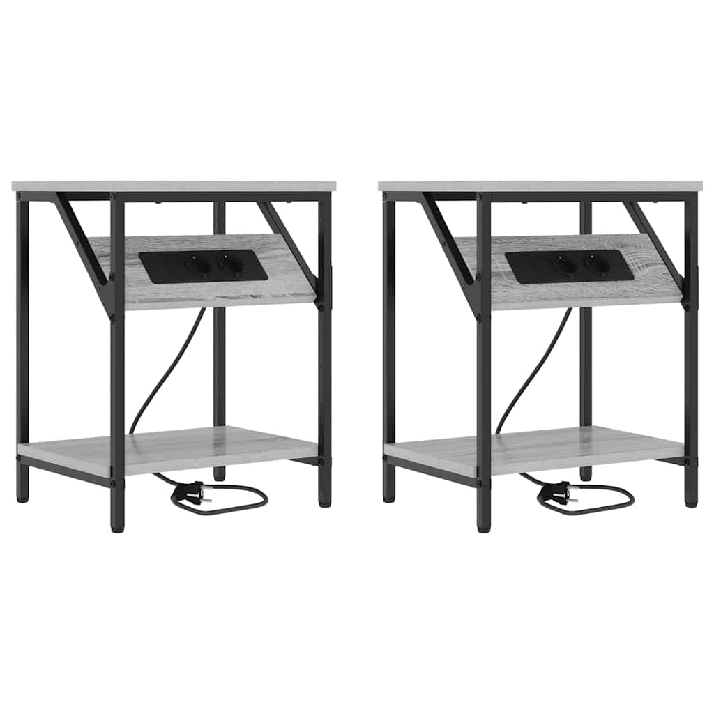 Mesa-de-cabeceira 2 pcs Sonoma cinzento 38 x 30 x 48 cm