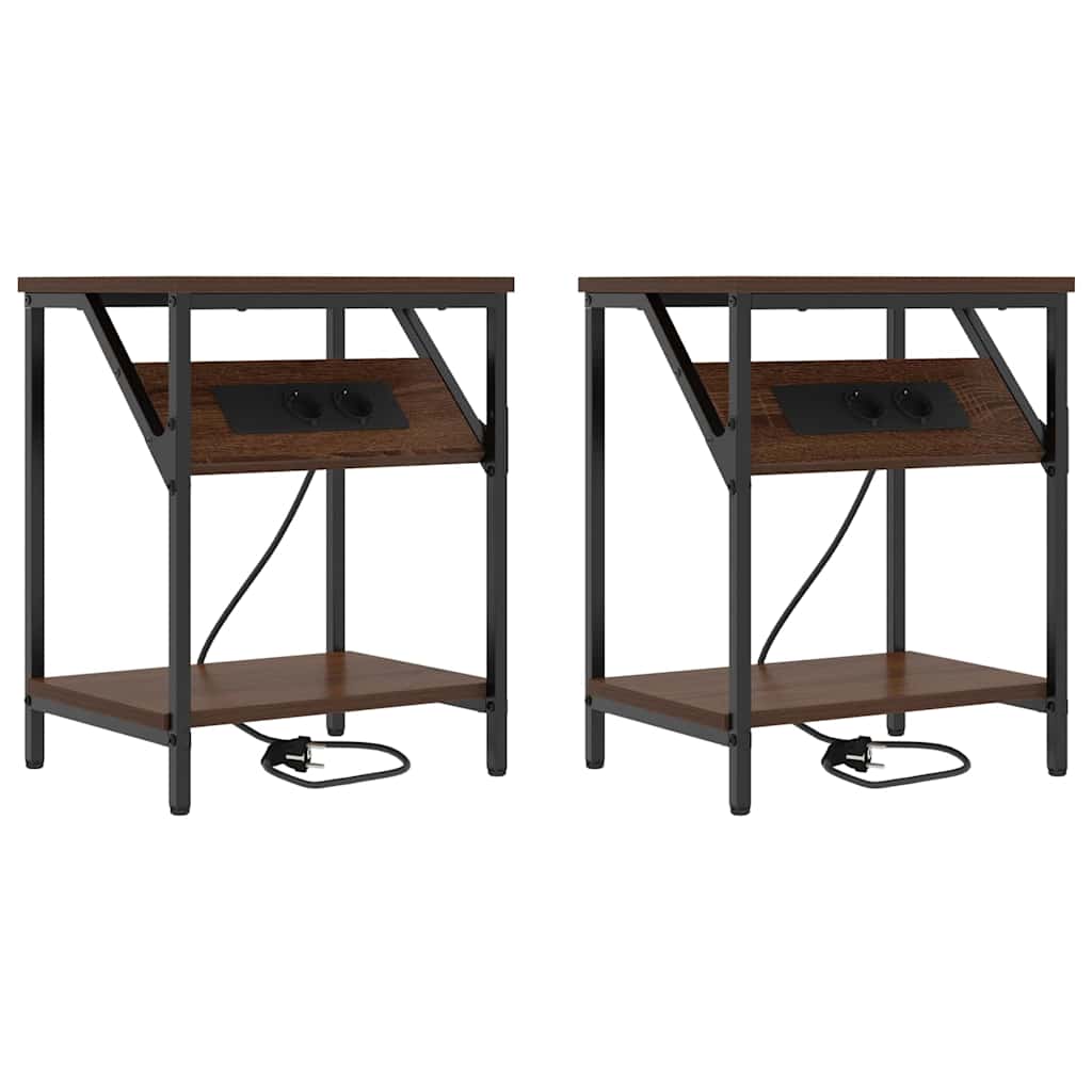 Mesa-de-cabeceira 2 pcs Carvalho castanho 38 x 30 x 48 cm