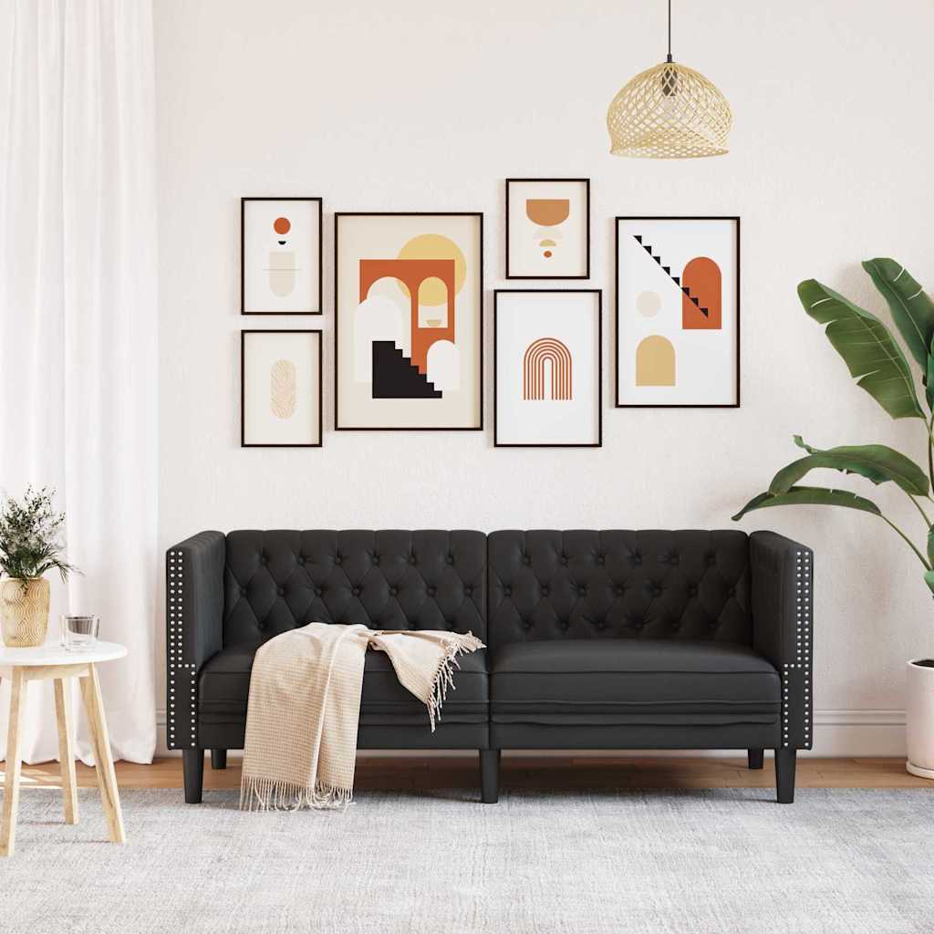 Sofá Chesterfield Preto 174 x 74,5 x 70,5 cm Couro sintético