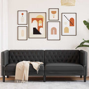 Sofá Chesterfield Preto 194 x 74,5 x 70,5 cm Couro sintético
