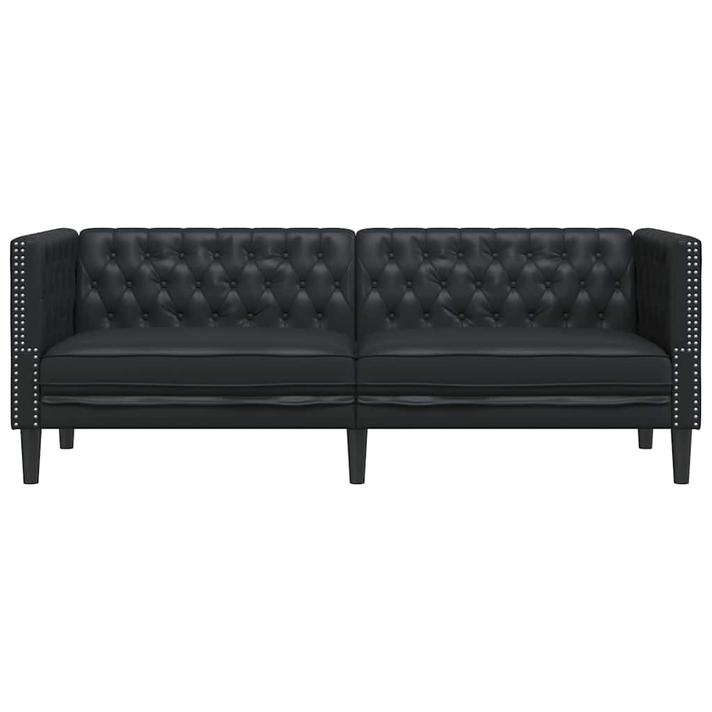 Sofá Chesterfield Preto 194 x 74,5 x 70,5 cm Couro sintético
