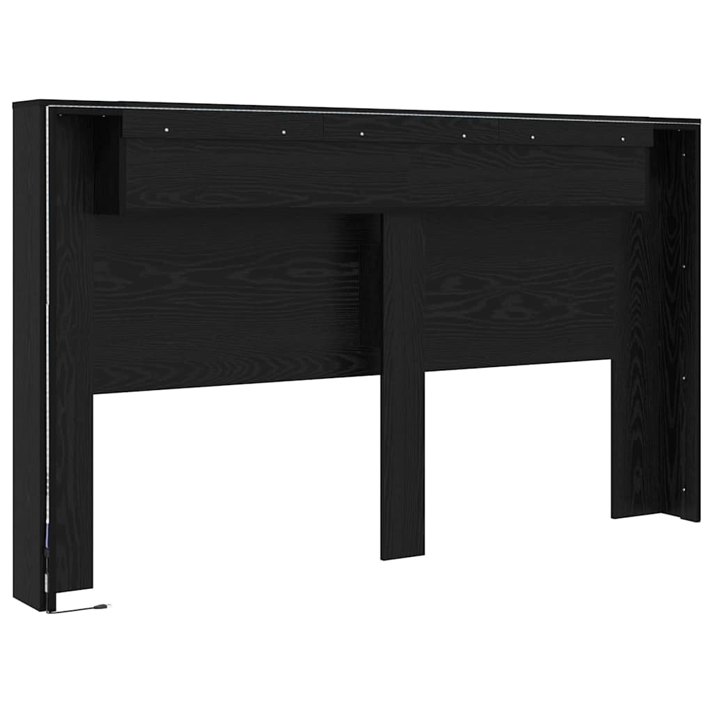 Cabeceira com Armário Carvalho preto 180 x 17 x 104.5 cm