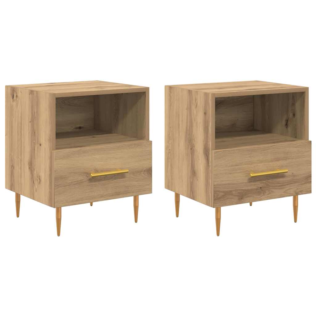 Mesa-de-cabeceira com gaveta 2 pcs Castanho 40 x 35 x 47,5 cm