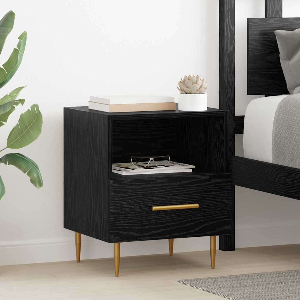 Mesa-de-cabeceira com gaveta 2 pcs Preto 40 x 35 x 47,5 cm