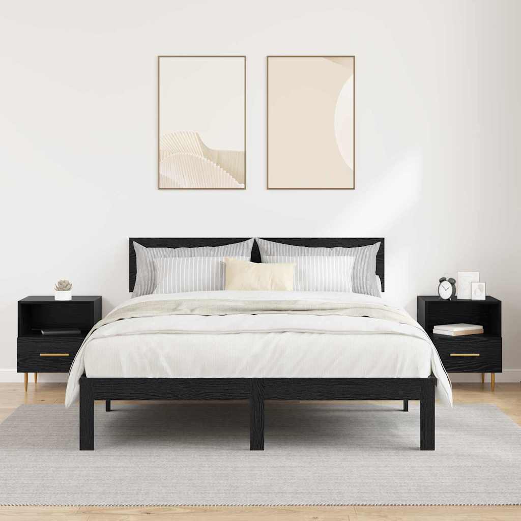Mesa-de-cabeceira com gaveta 2 pcs Preto 40 x 35 x 47,5 cm