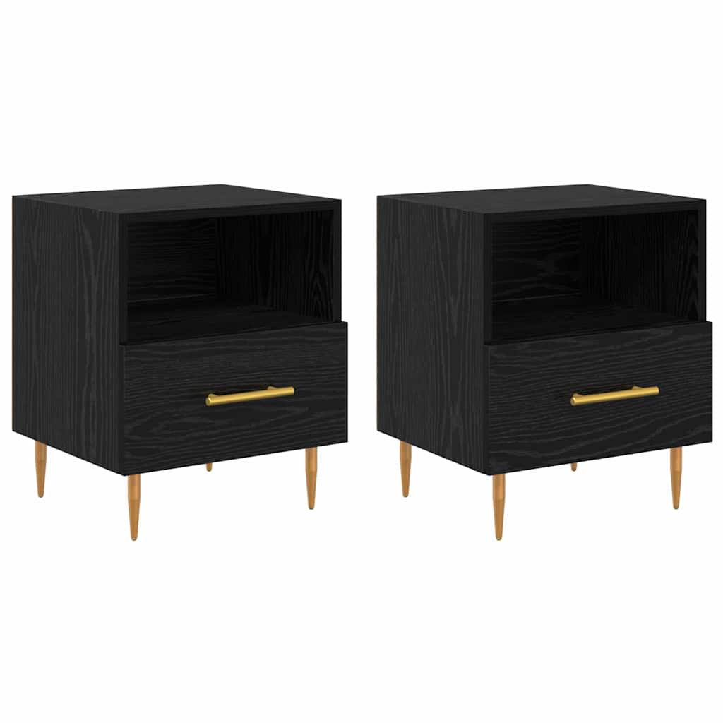 Mesa-de-cabeceira com gaveta 2 pcs Preto 40 x 35 x 47,5 cm