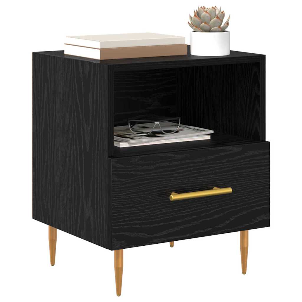 Mesa-de-cabeceira com gaveta 2 pcs Preto 40 x 35 x 47,5 cm