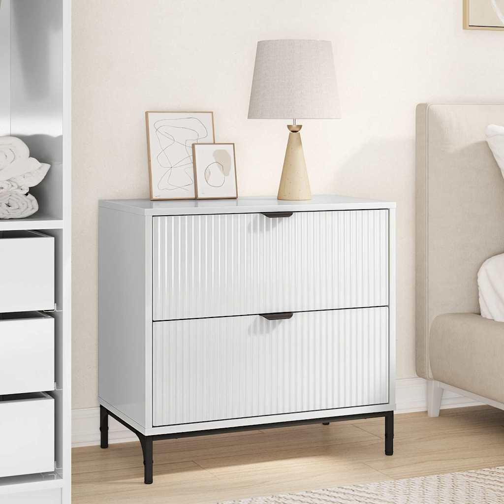 Mesa-de-cabeceira com gaveta Branco brilhante 63.5 x 36 x 61 cm