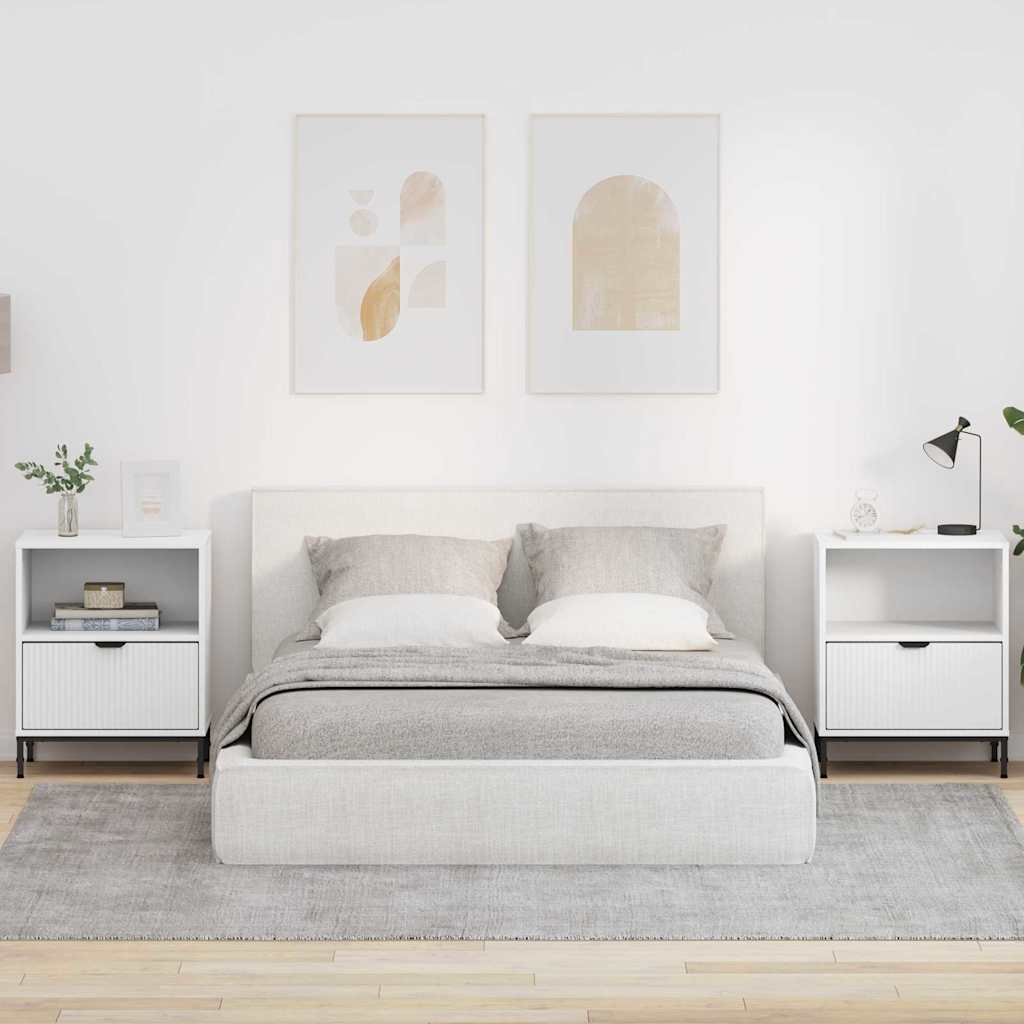 Mesas de cabeceira com gaveta 2 pcs Branco 49 x 36 x 61 cm
