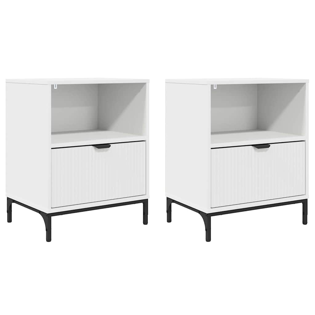 Mesas de cabeceira com gaveta 2 pcs Branco 49 x 36 x 61 cm