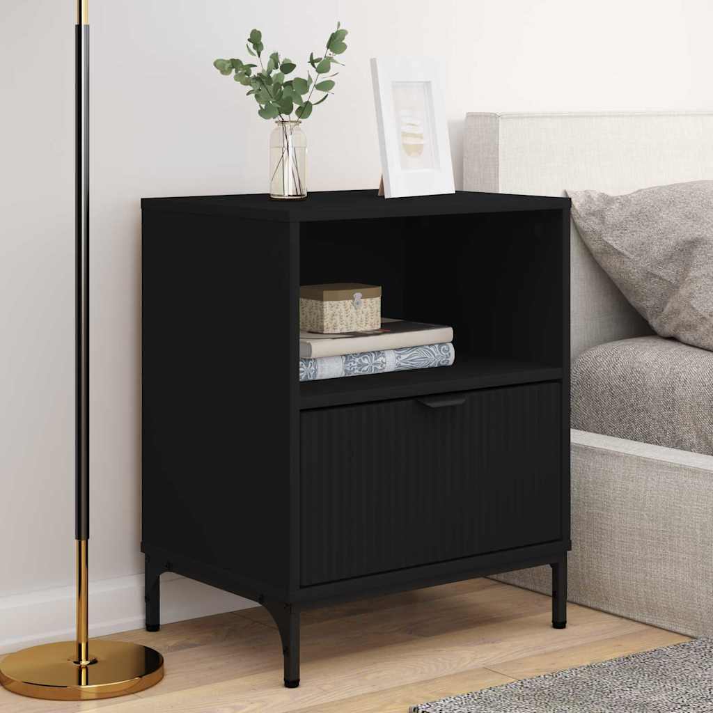 Mesas de cabeceira com gaveta 2 pcs Preto 49 x 36 x 61 cm