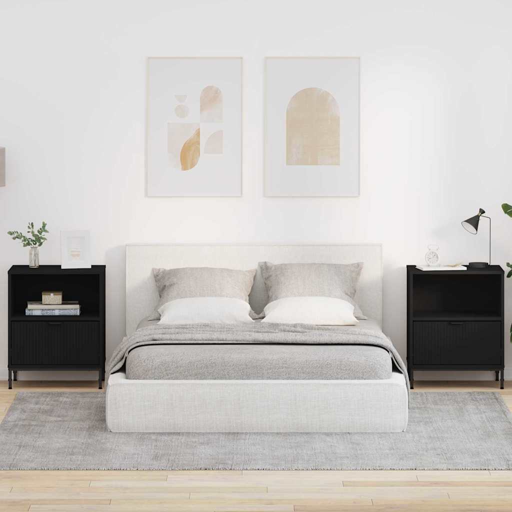 Mesas de cabeceira com gaveta 2 pcs Preto 49 x 36 x 61 cm