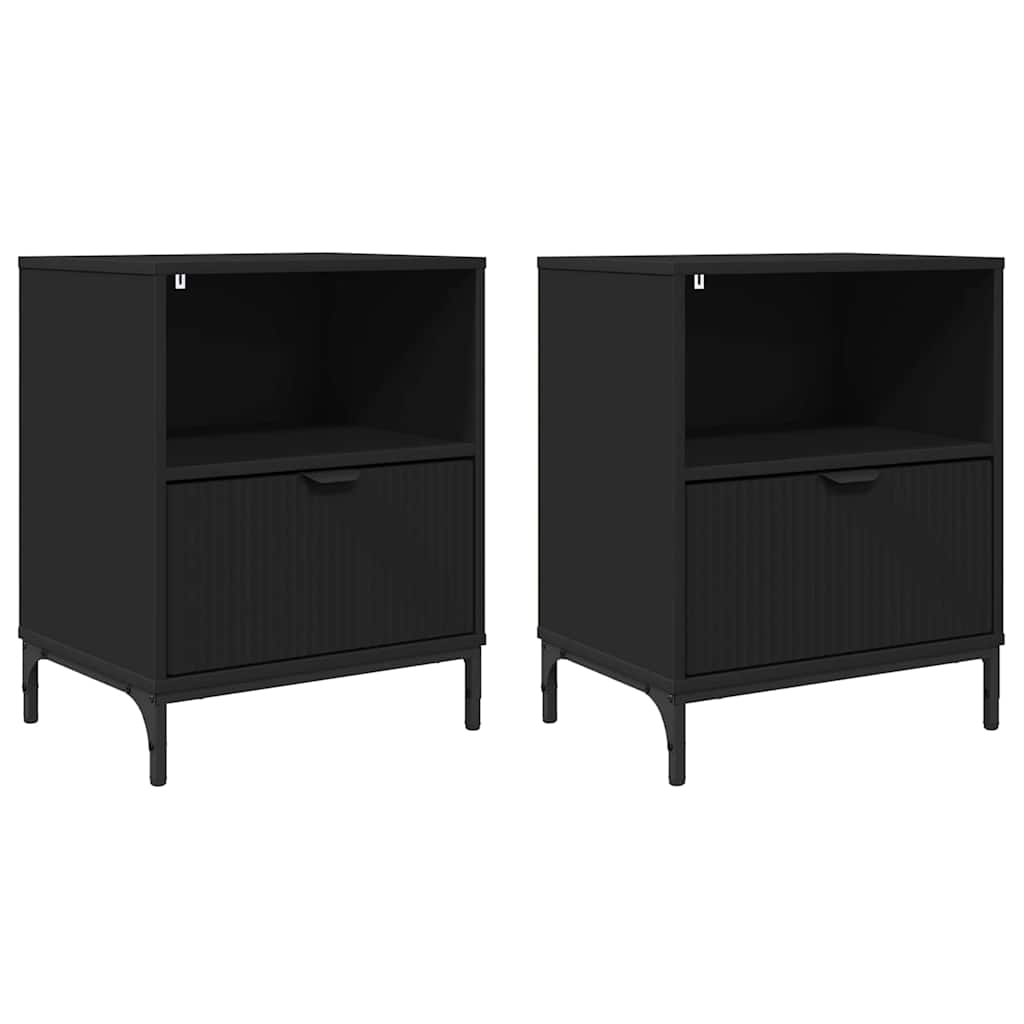 Mesas de cabeceira com gaveta 2 pcs Preto 49 x 36 x 61 cm