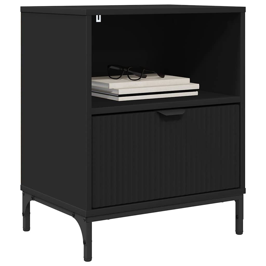 Mesas de cabeceira com gaveta 2 pcs Preto 49 x 36 x 61 cm