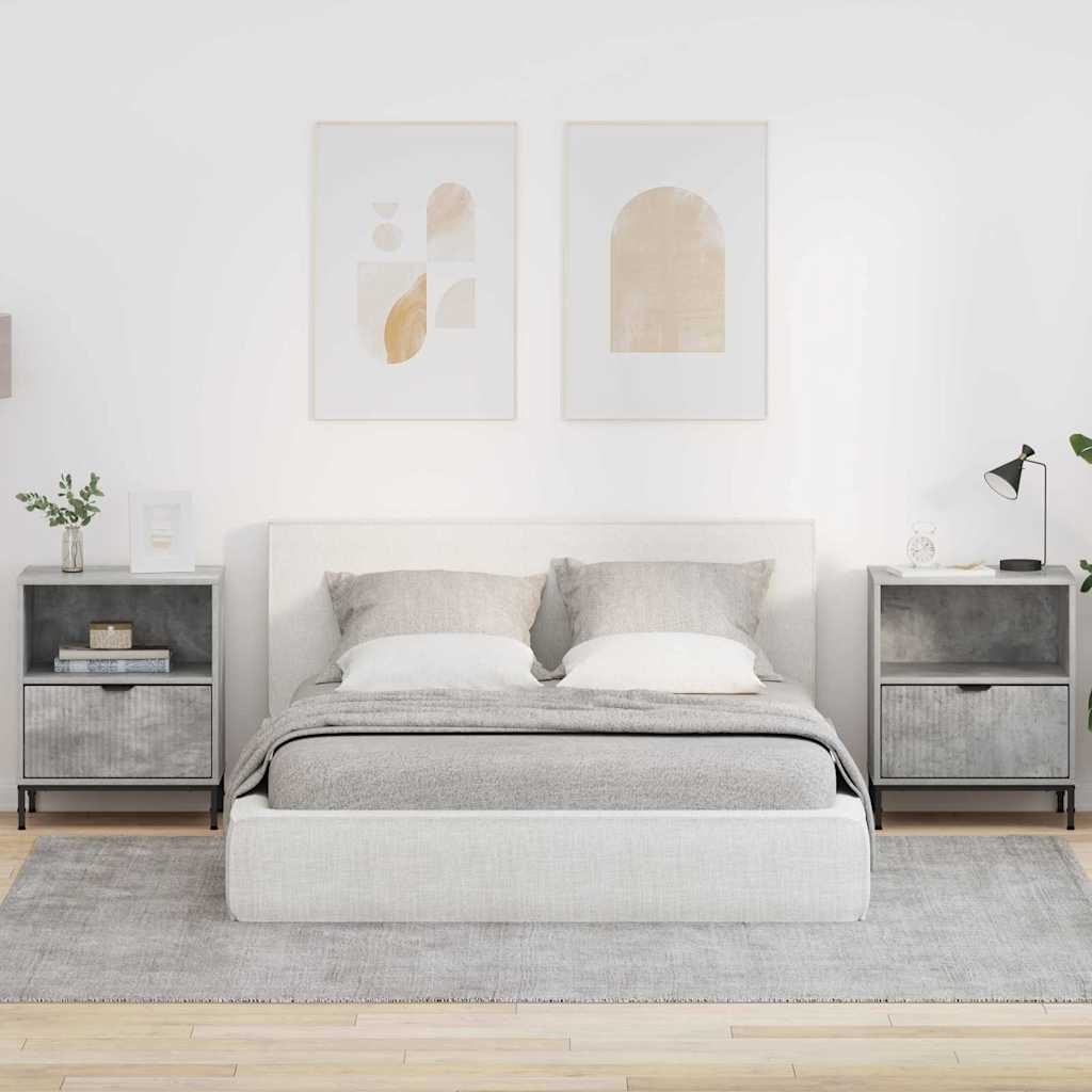 Mesas de cabeceira 2 pcs Cinzento cimento 49 x 36 x 61 cm