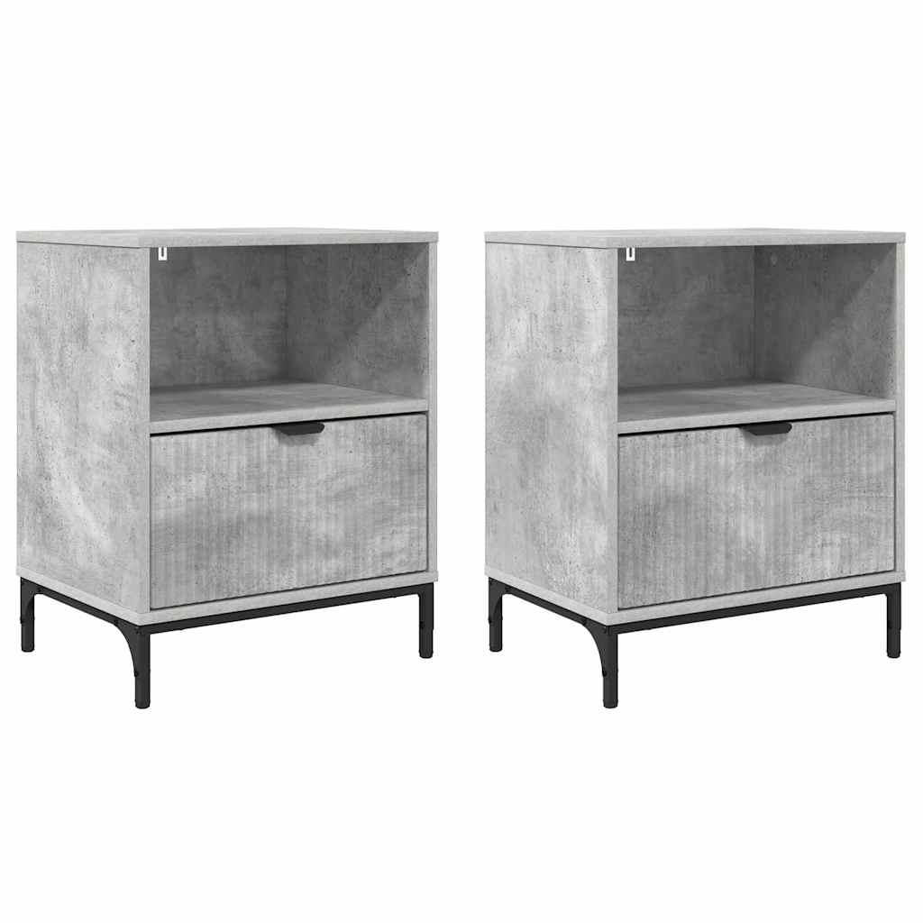Mesas de cabeceira 2 pcs Cinzento cimento 49 x 36 x 61 cm