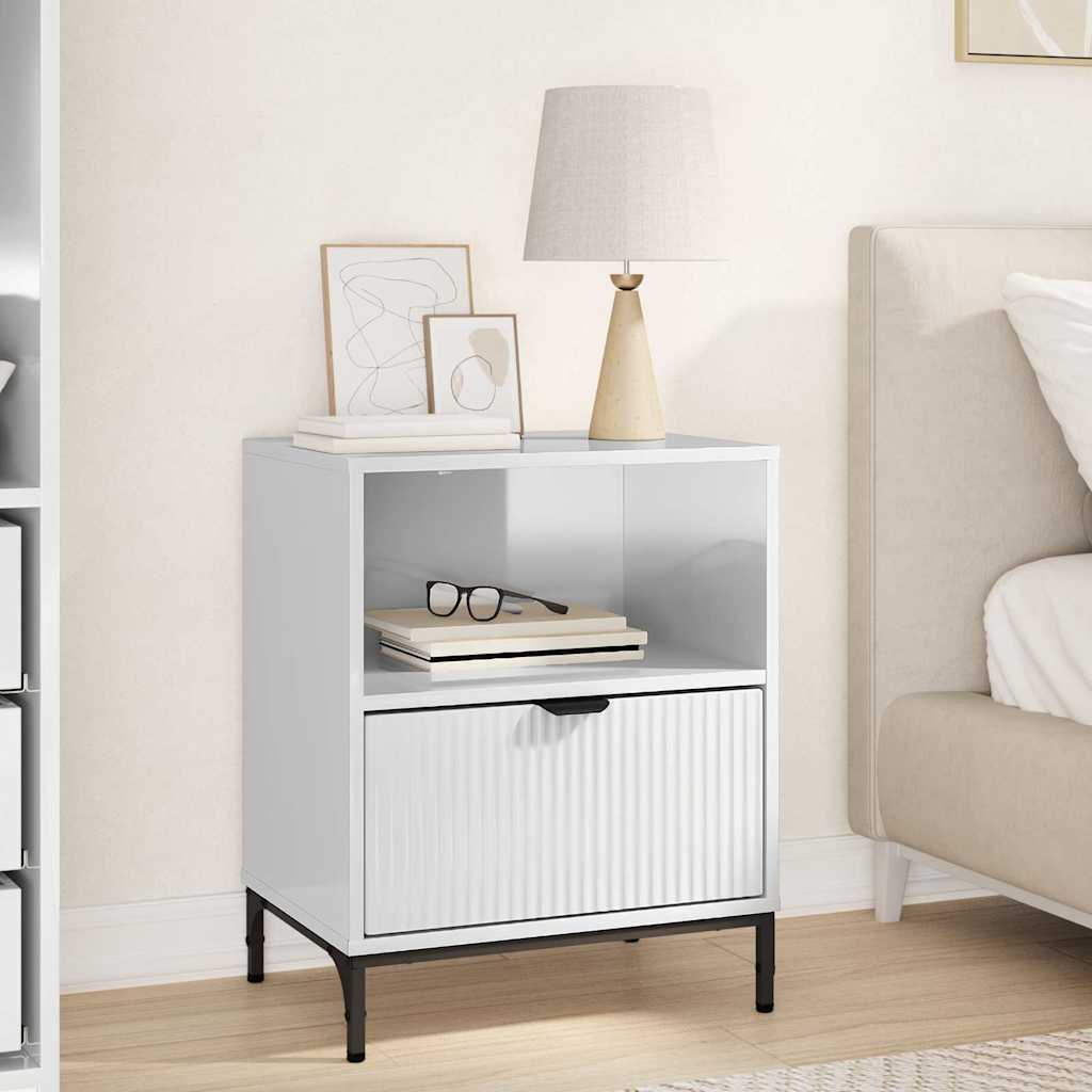 Mesa-de-cabeceira com gaveta Branco brilhante 49 x 36 x 61 cm