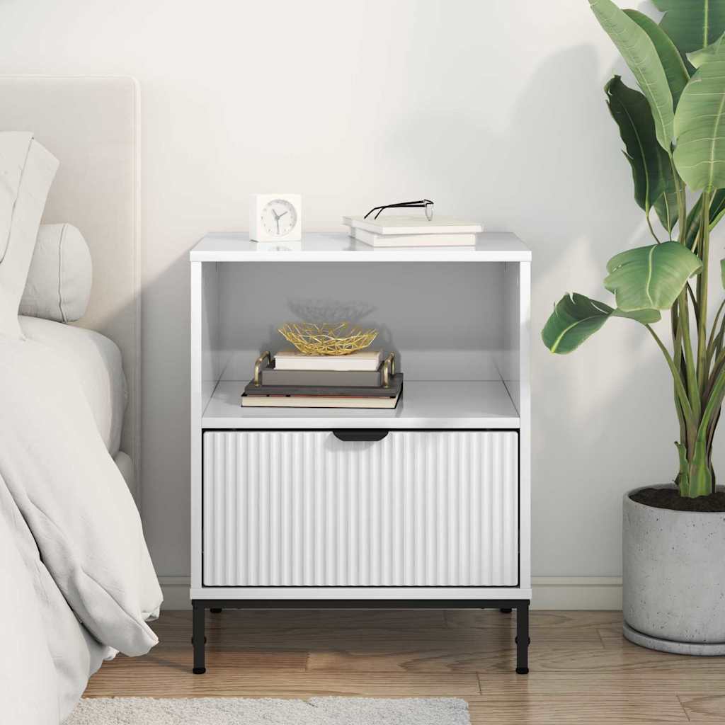 Mesa-de-cabeceira com gaveta Branco brilhante 49 x 36 x 61 cm