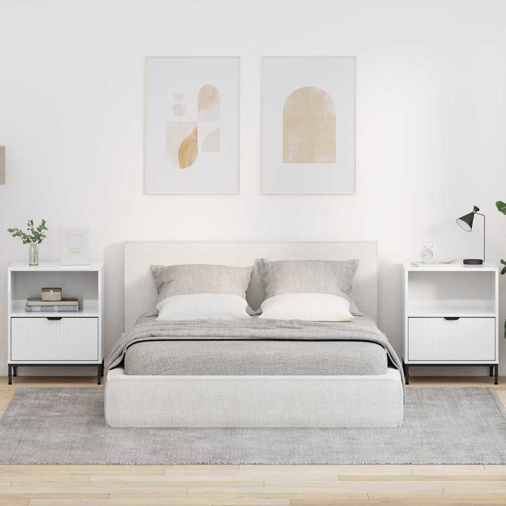 Mesas de cabeceira 2 pcs Branco brilhante 49 x 36 x 61 cm