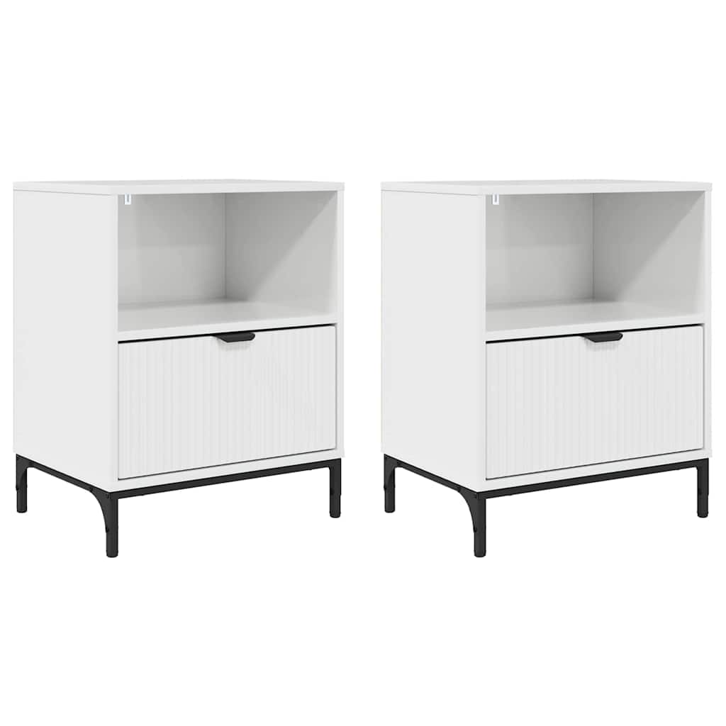 Mesas de cabeceira 2 pcs Branco brilhante 49 x 36 x 61 cm